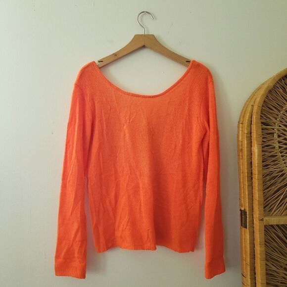 Brodie Cashmere Sweaters - Brodie Cashmere Orange Scoop Neck Sweater